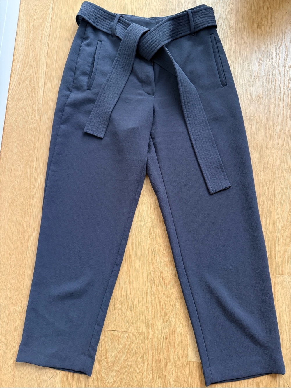 Aritzia Navy Self-Tie Tapered Chinos